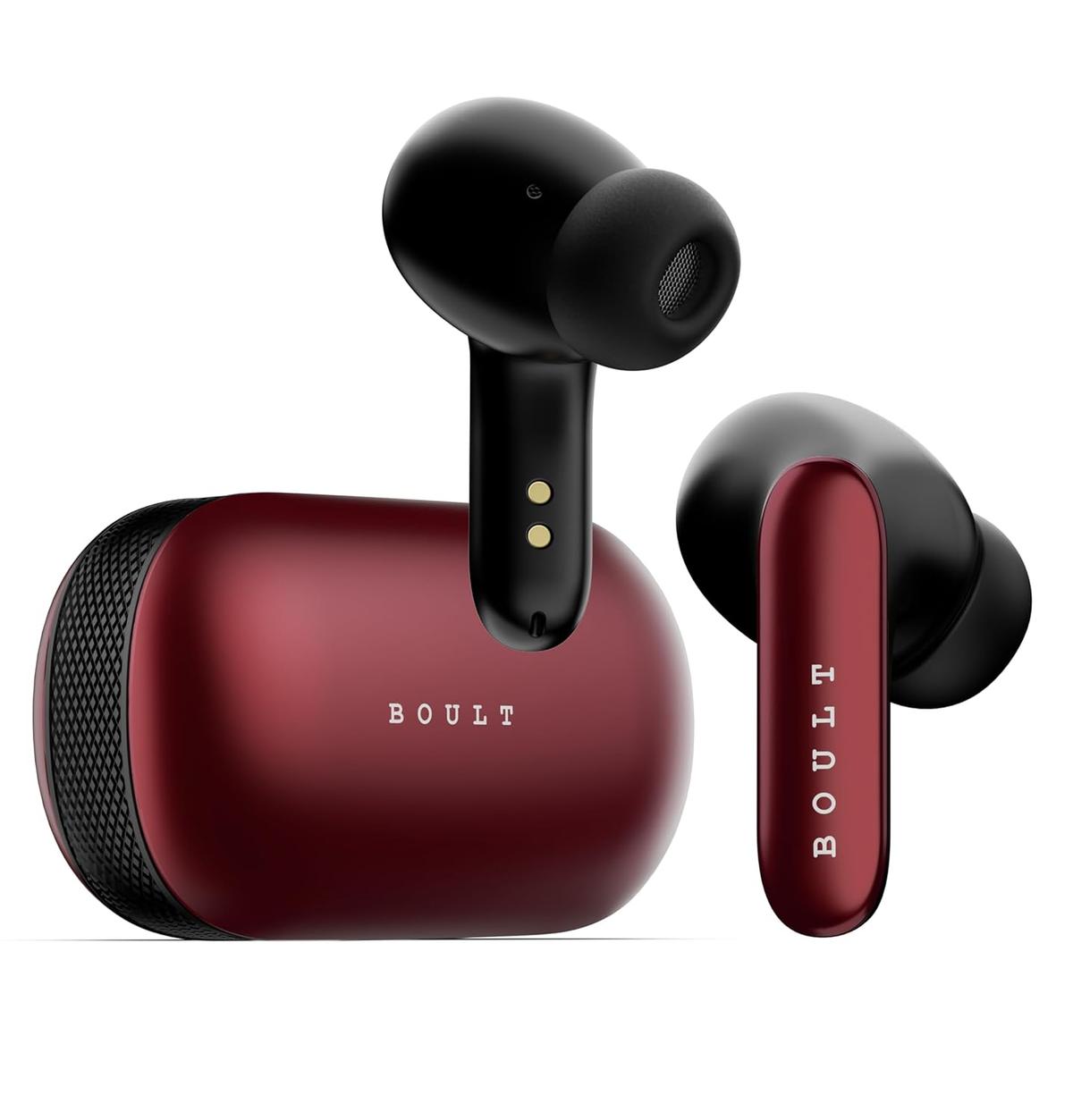 Boult Audio Z20 Pro Truly Wireless Bluetooth Ear Buds with 60 Hours Playtime, 4 Mics Clear Calling, Made in India, 45ms Low Latency, Rich Bass Drivers, IPX5, TWS Earbuds Bluetooth Wireless (Red)